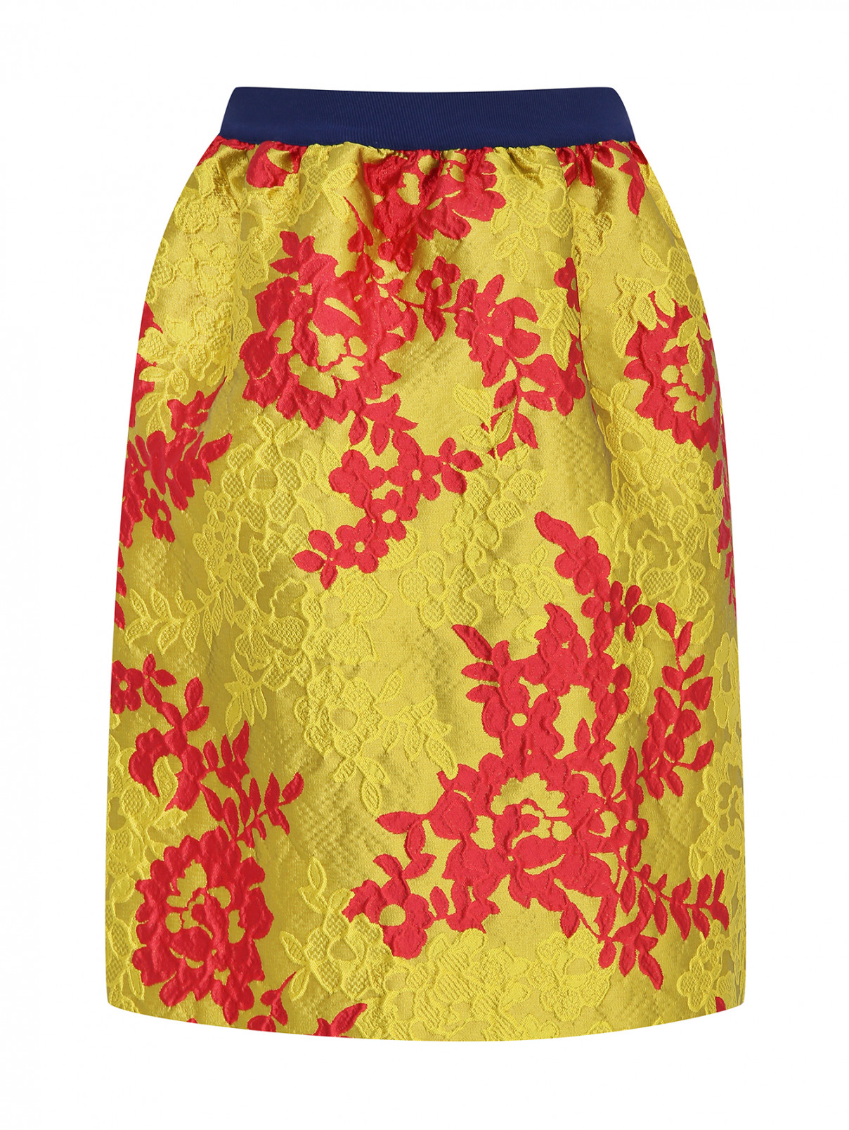 Юбка из жаккардовой ткани на резинке MiMiSol  –  Общий вид  – Цвет:  Желтый