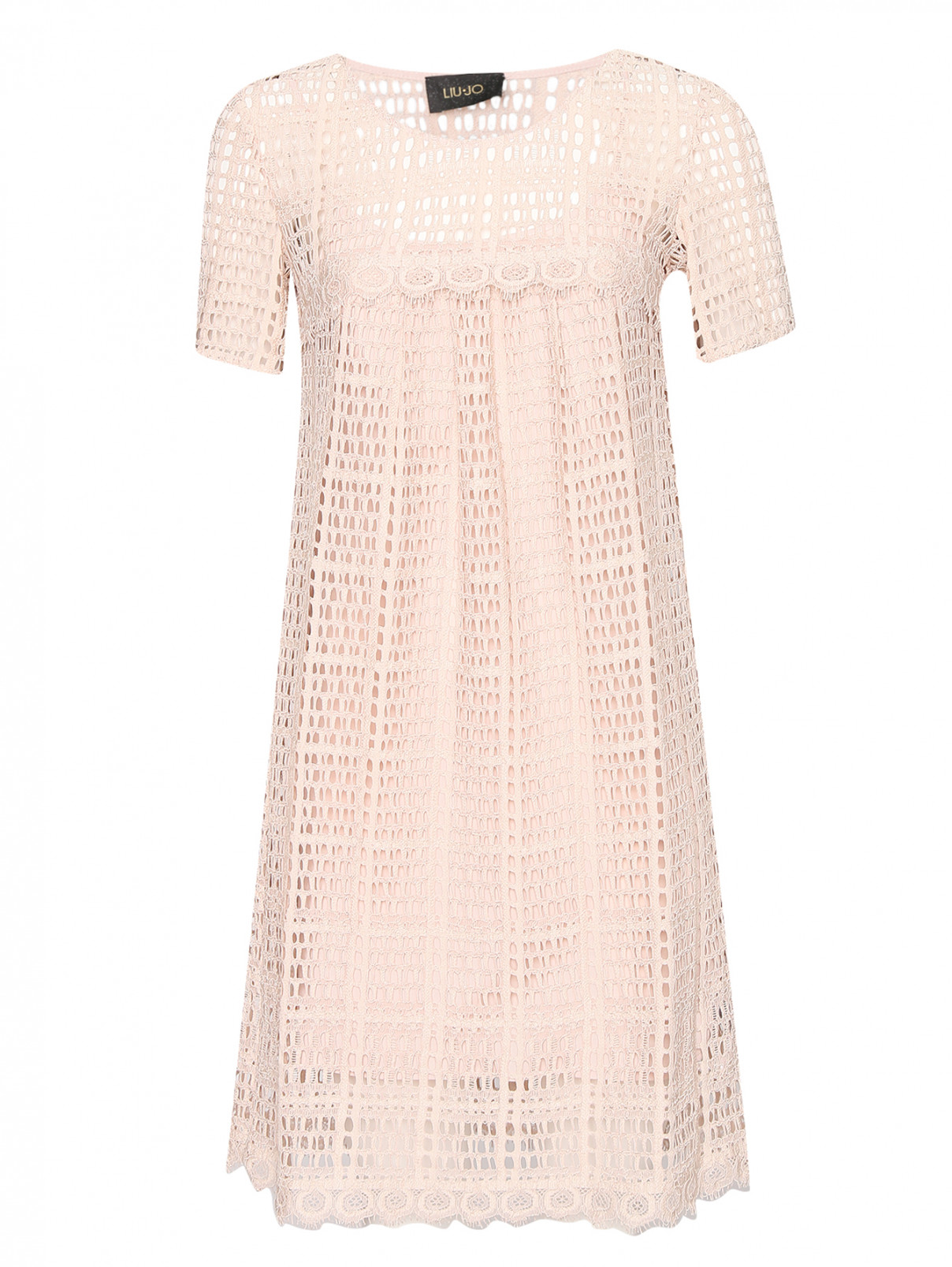 Платье из кружева с короткими рукавами Liu Jo  –  Общий вид  – Цвет:  Розовый
