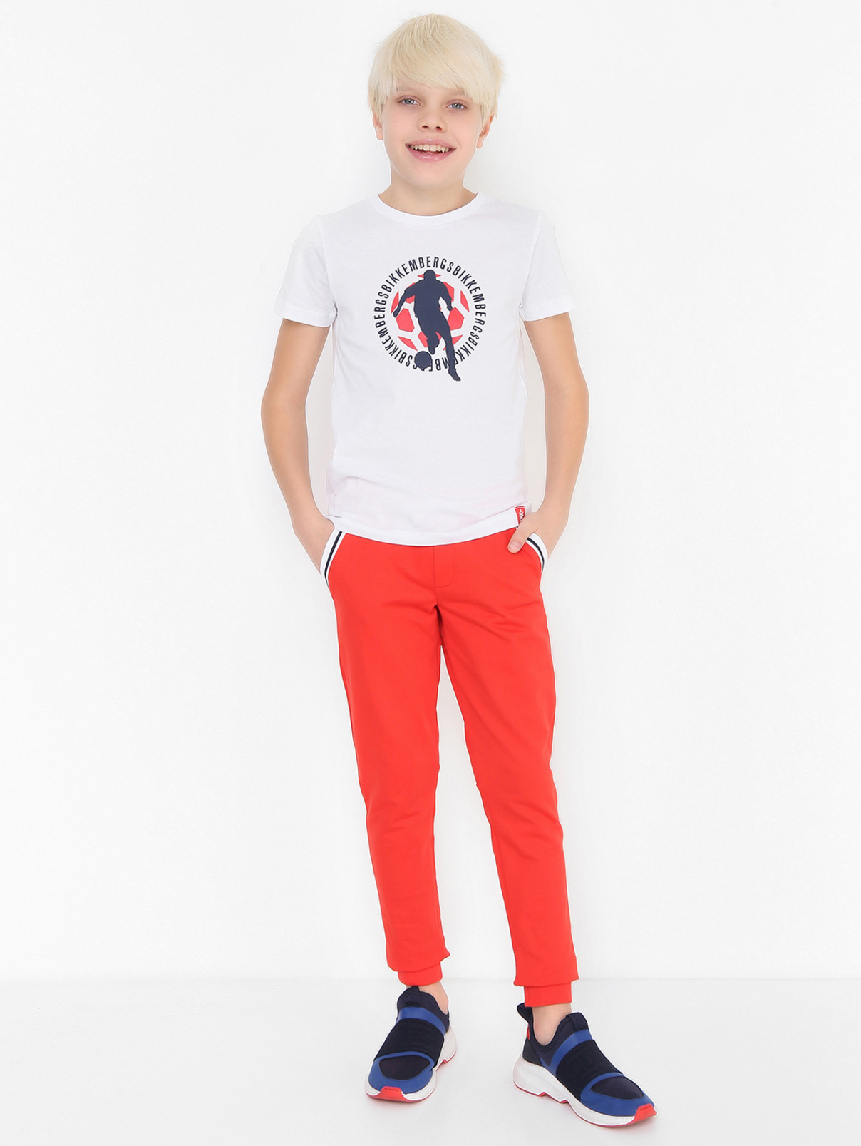 Трикотажные брюки на резинке Bikkembergs  –  МодельОбщийВид  – Цвет:  Красный