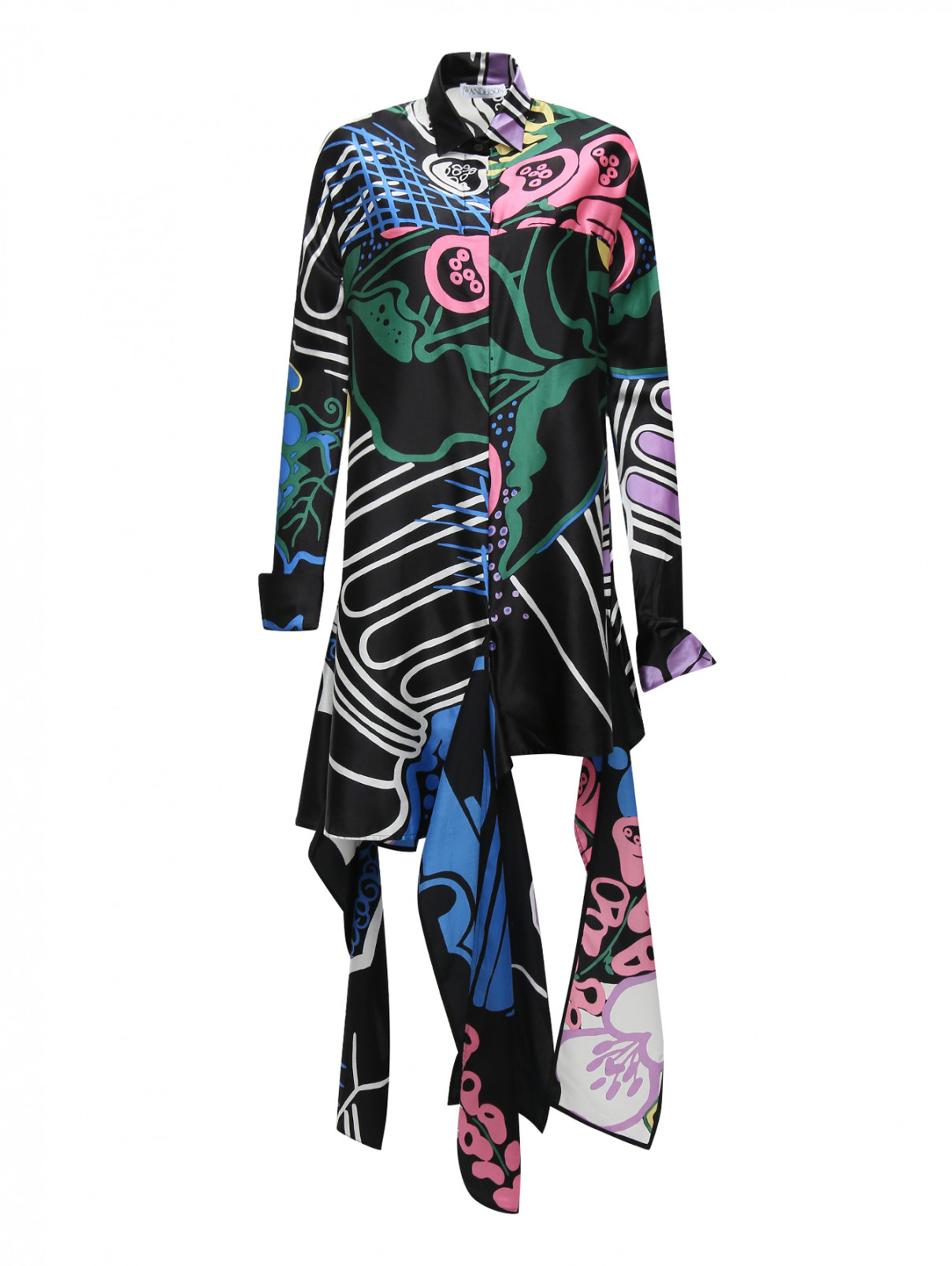 Платье из шелка с узором J.W. Anderson  –  Общий вид  – Цвет:  Узор
