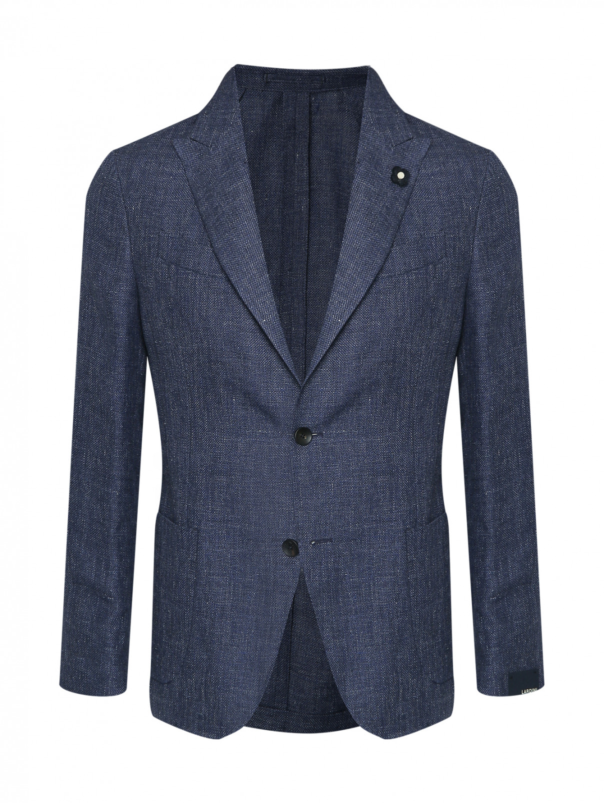 Пиджак из льна и шерсти с карманами LARDINI  –  Общий вид  – Цвет:  Синий