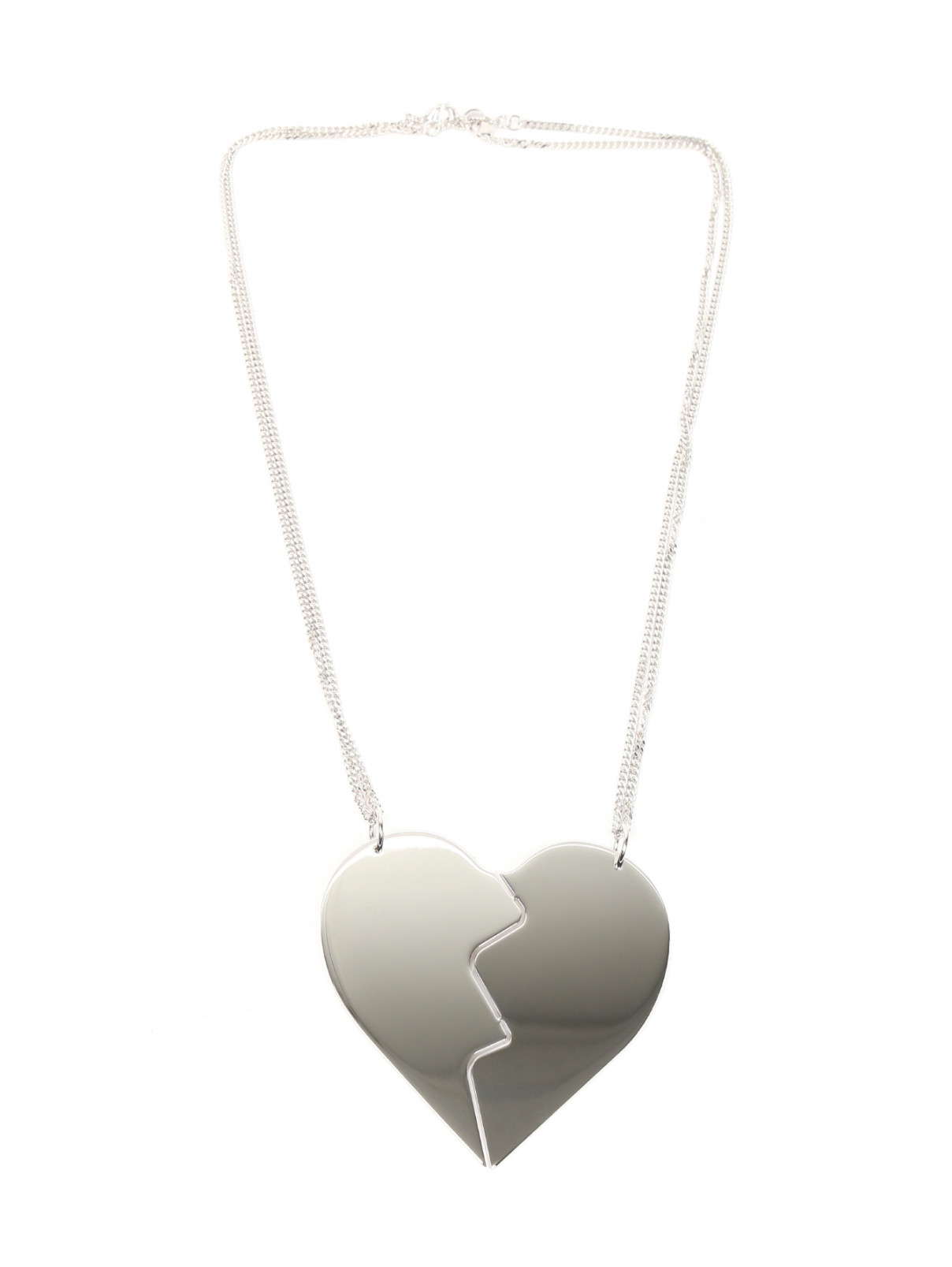 Колье из металла в виде сердца MM6  –  Общий вид  – Цвет:  Серый