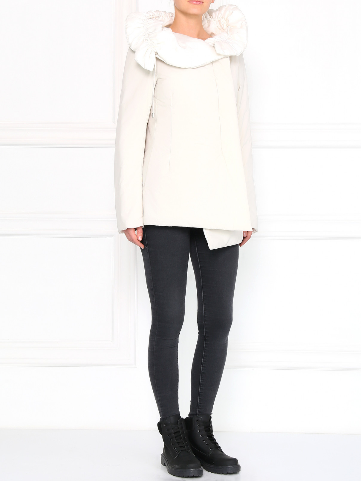 Куртка асимметричного кроя с фактурным воротом Jil Sander  –  Модель Общий вид  – Цвет:  Белый