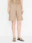 Шорты-бермуды из хлопка и льна Max Mara  –  МодельВерхНиз
