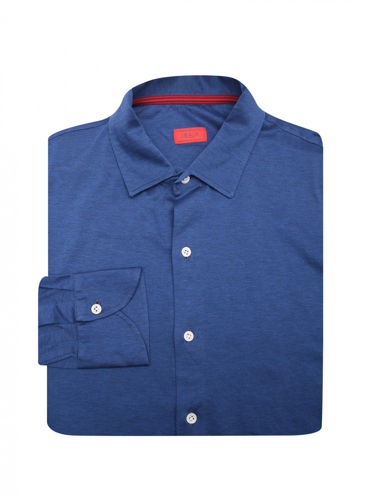 Рубашка из хлопка Isaia  –  Общий вид  – Цвет:  Синий