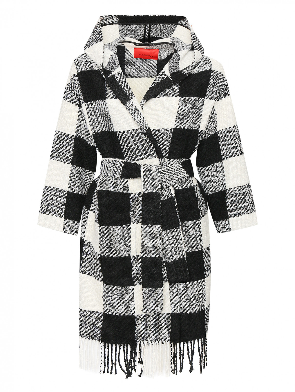 Пальто с поясом и капюшоном Max&Co  –  Общий вид  – Цвет:  Узор
