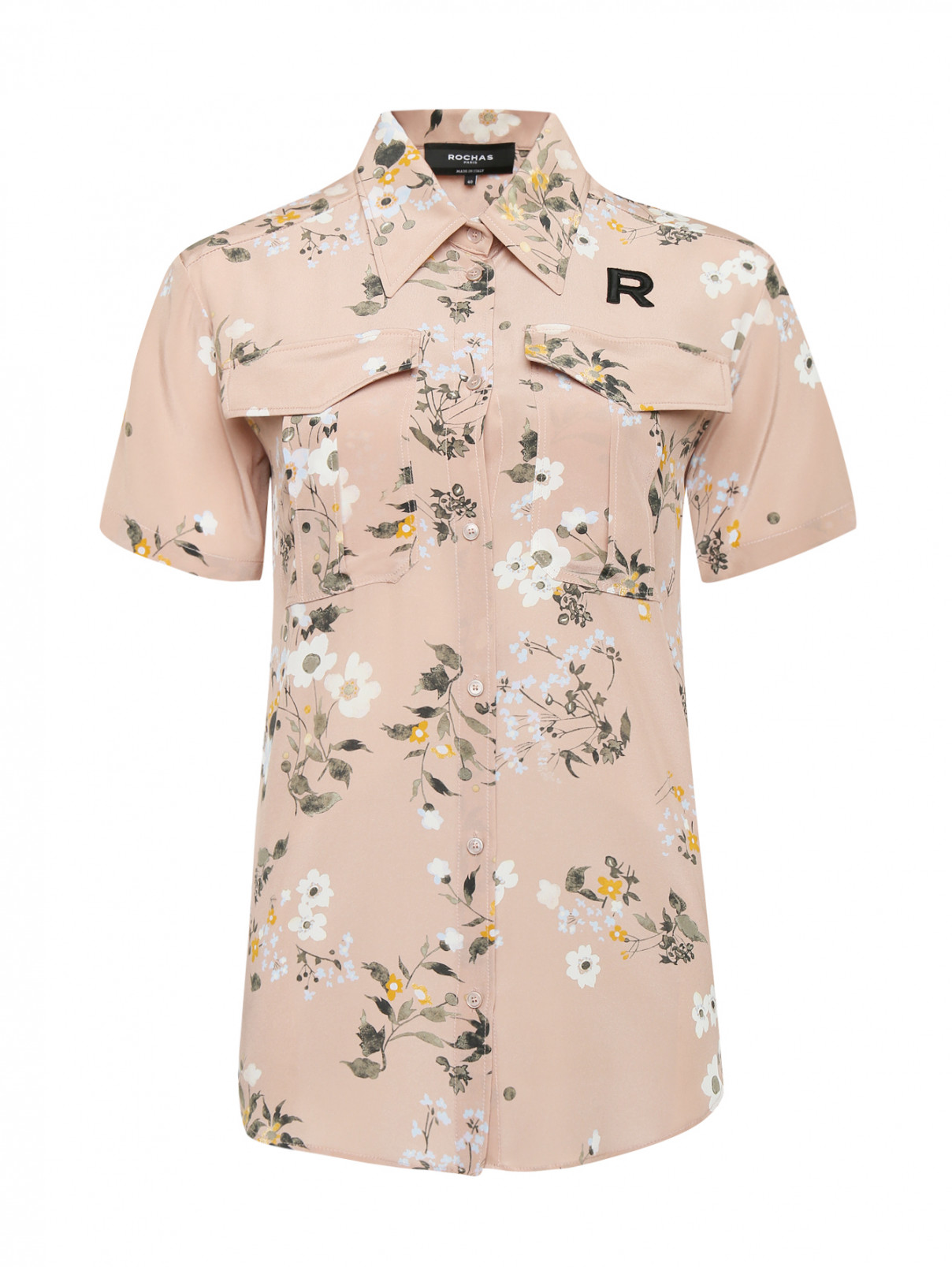 Блуза из шелка с цветочным узором Rochas  –  Общий вид  – Цвет:  Узор