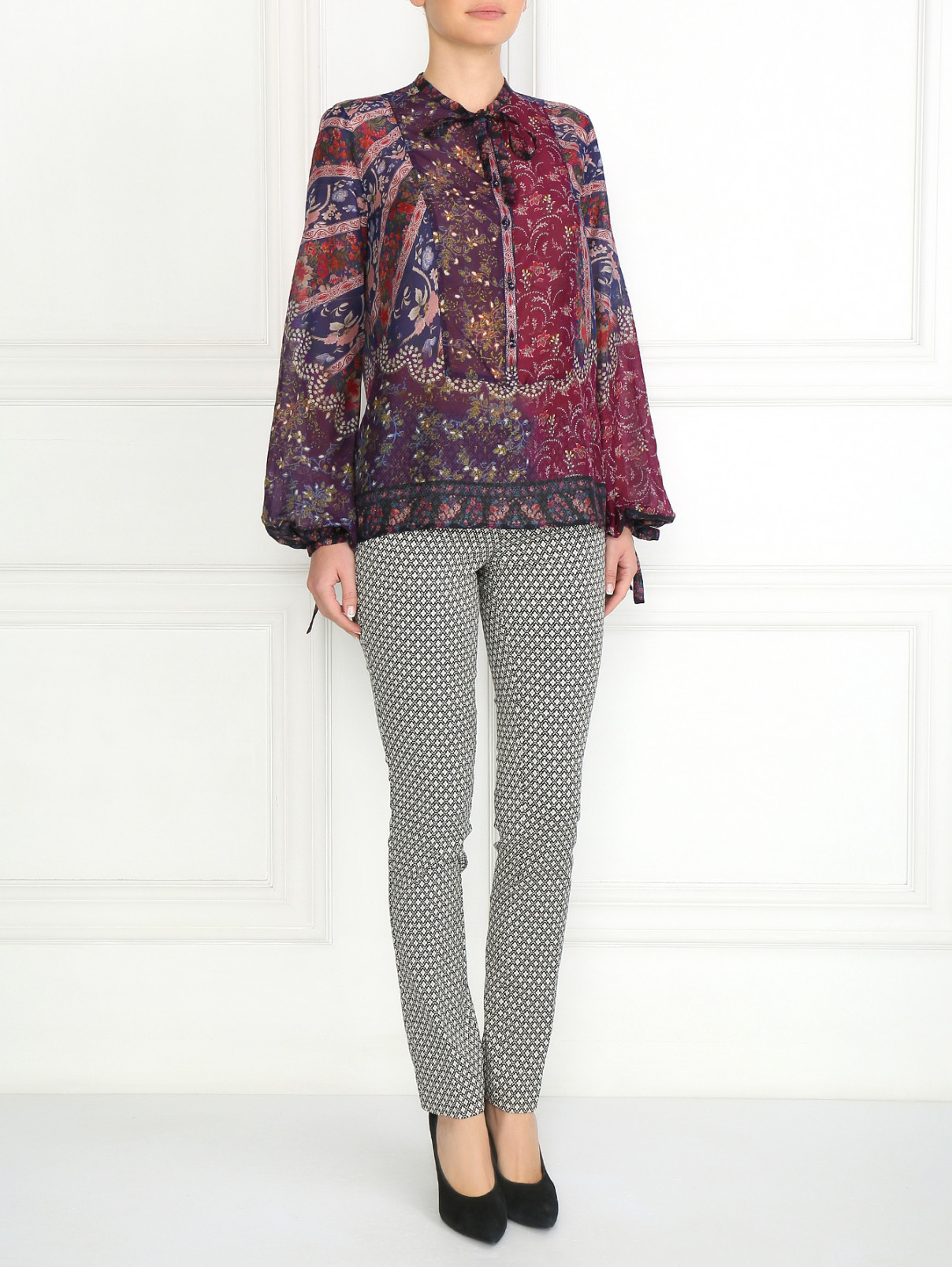 Блуза из хлопка и шелка с цветочным узором Etro  –  Модель Общий вид  – Цвет:  Узор
