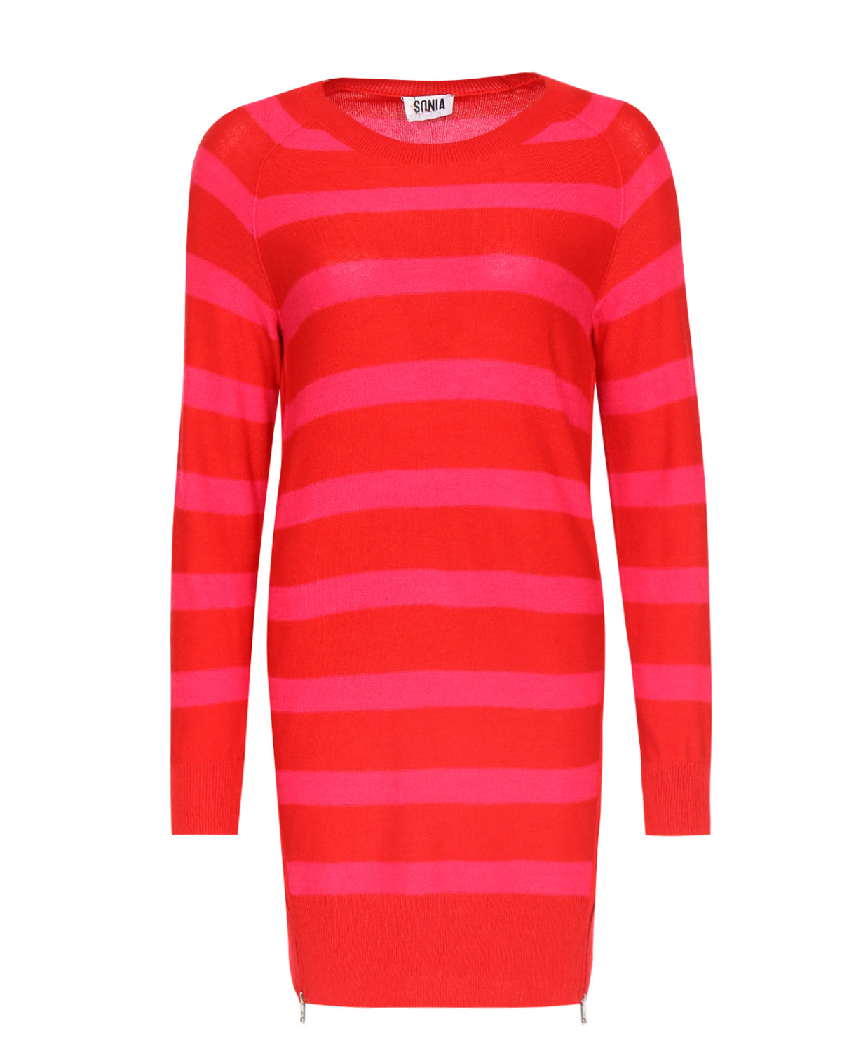 Платье из смешанной шерсти и декоративными молниями Sonia By Sonia Rykiel  –  Общий вид  – Цвет:  Красный