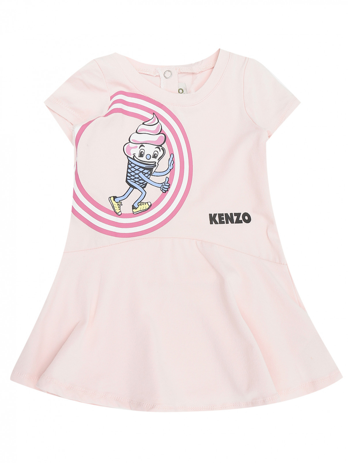 Платье трикотажное с принтом Kenzo  –  Общий вид  – Цвет:  Розовый