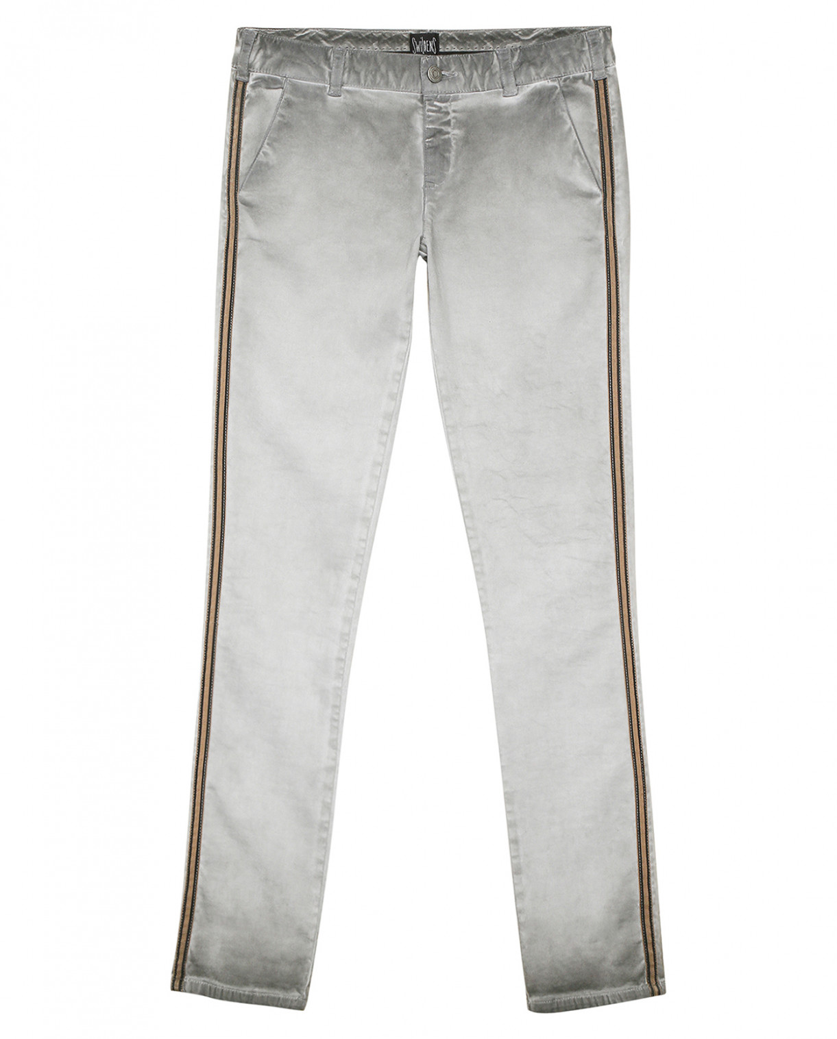 Узкие брюки декорированные тесьмой Swildens  –  Общий вид  – Цвет:  Серый