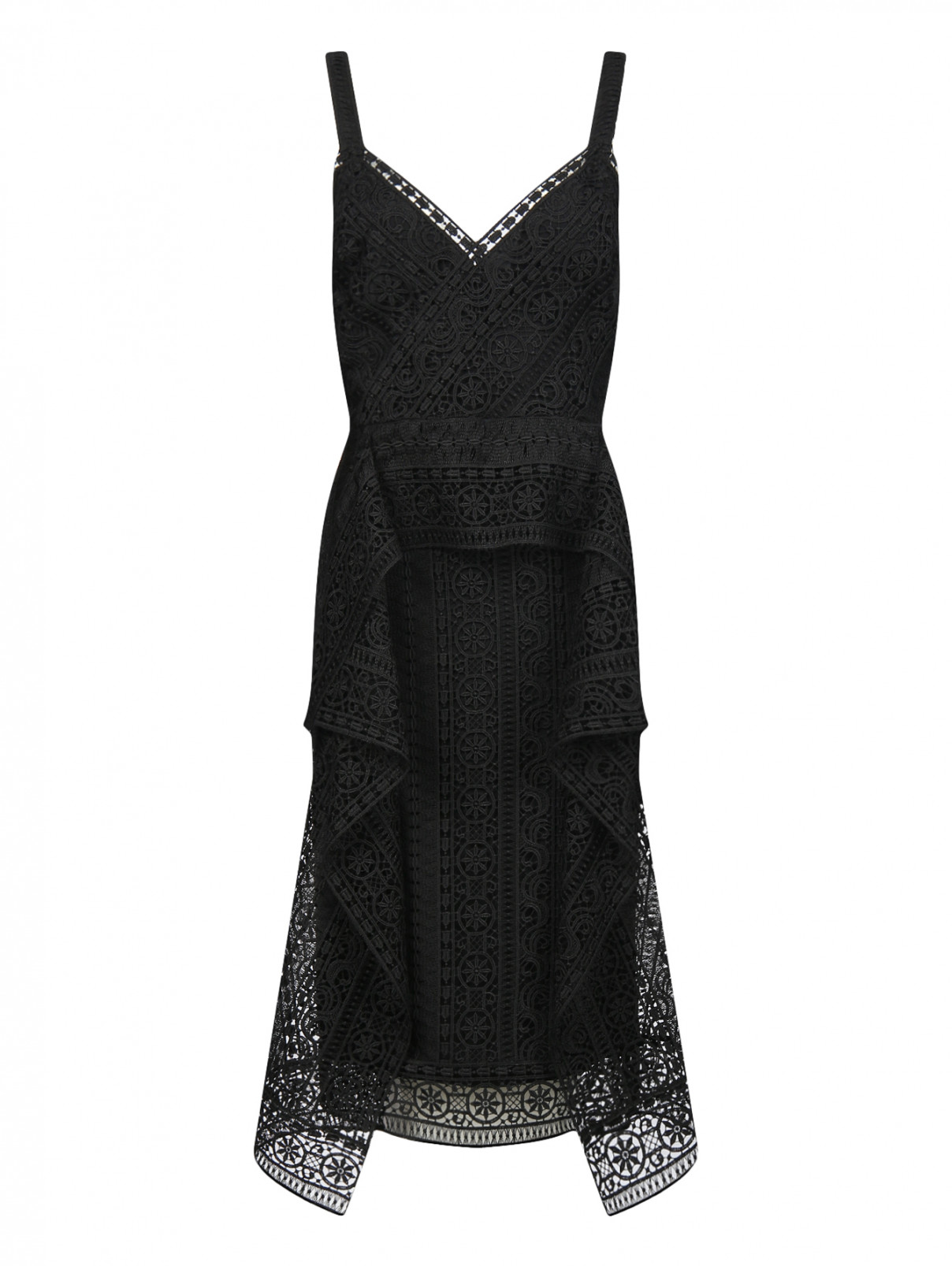 Платье из кружева без рукавов Alberta Ferretti  –  Общий вид  – Цвет:  Черный
