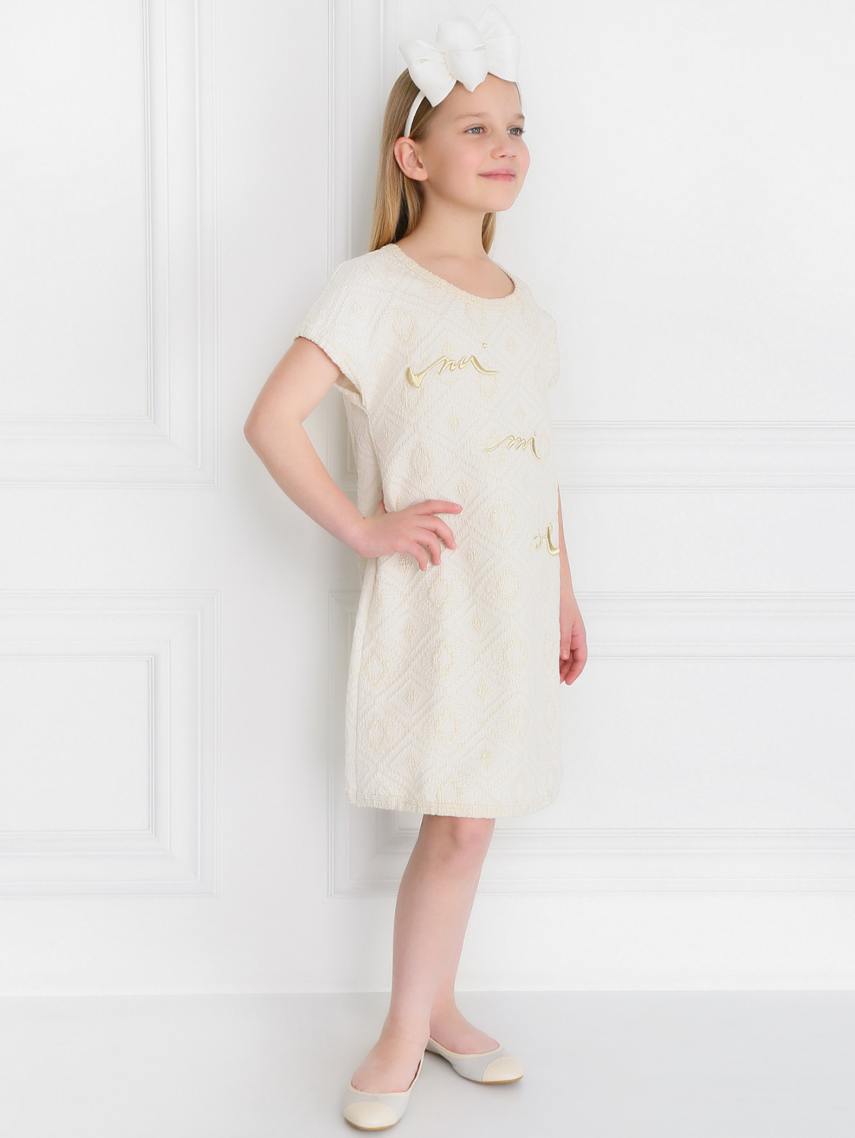 Жаккардовое платье свободного кроя MiMiSol  –  Модель Общий вид  – Цвет:  Золотой