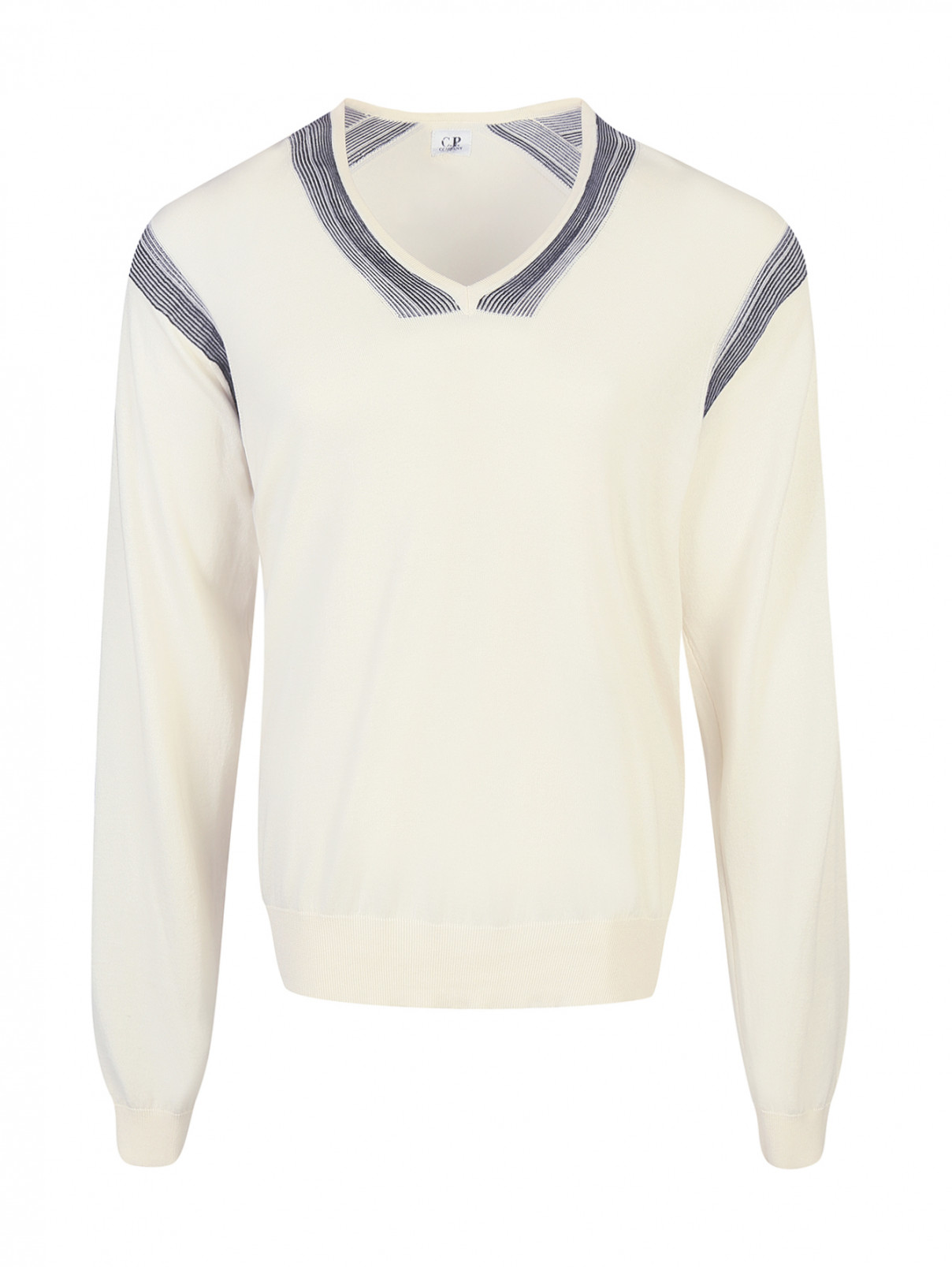 Пуловер из хлопка и шелка C.P. Company  –  Общий вид  – Цвет:  Белый