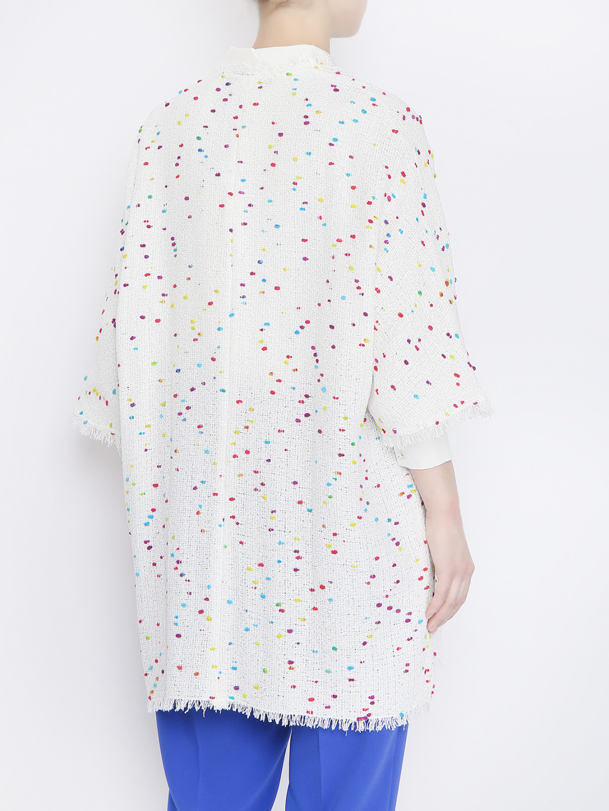 Трикотажное пальто из смешанного хлопка с узором Marina Rinaldi  –  МодельВерхНиз1  – Цвет:  Белый