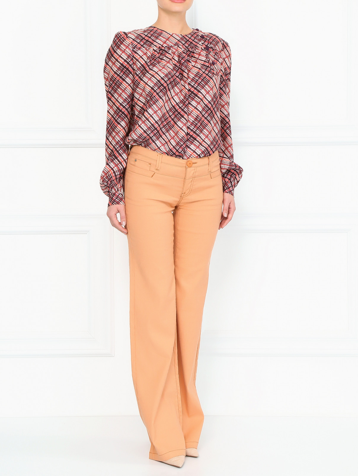 Легкие брюки-клеш Emporio Armani  –  Модель Общий вид  – Цвет:  Розовый