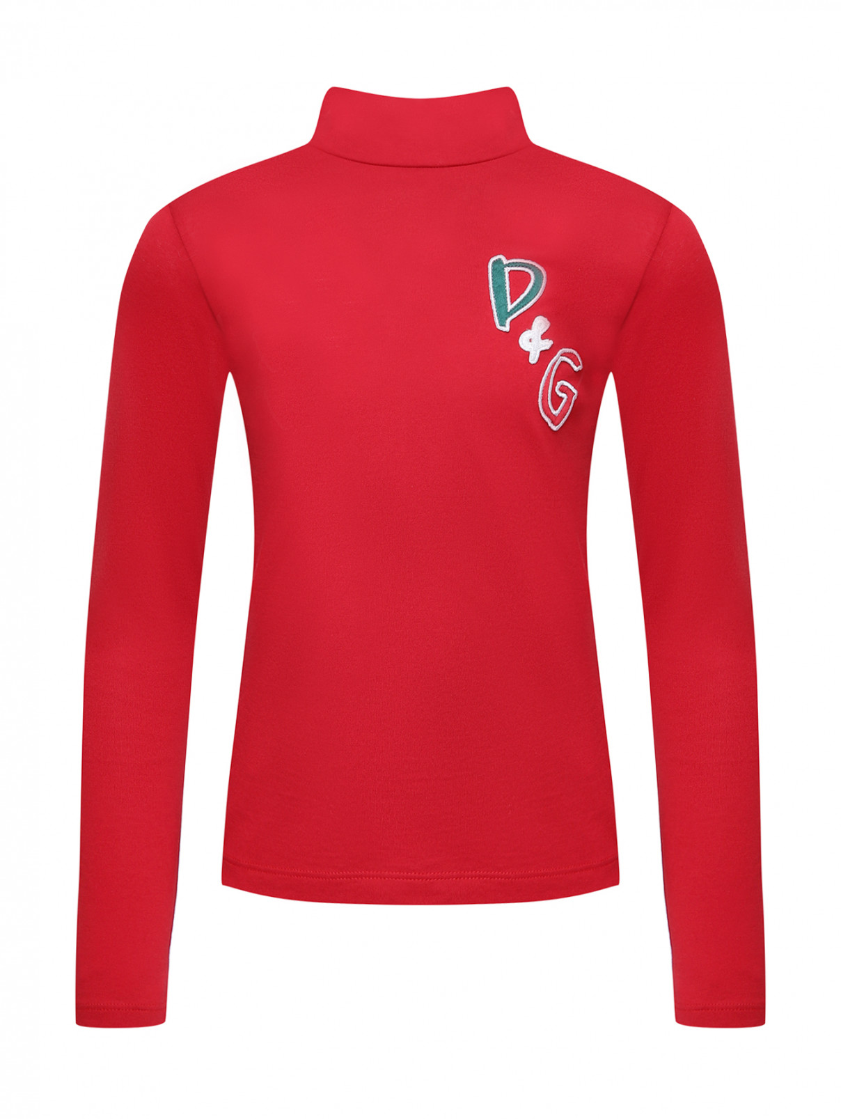 Однотонная блуза с аппликацией Dolce & Gabbana  –  Общий вид  – Цвет:  Красный