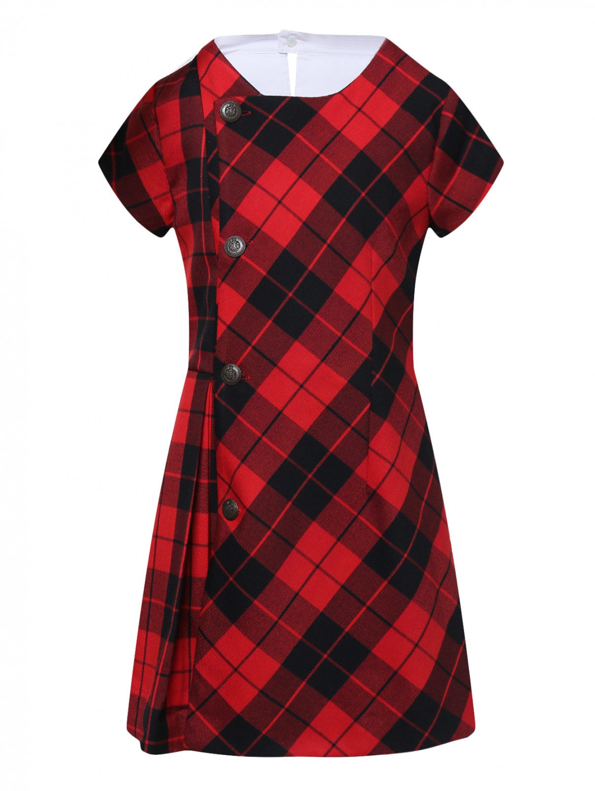 Платье асимметричное в клетку Lapin House  –  Общий вид  – Цвет:  Красный