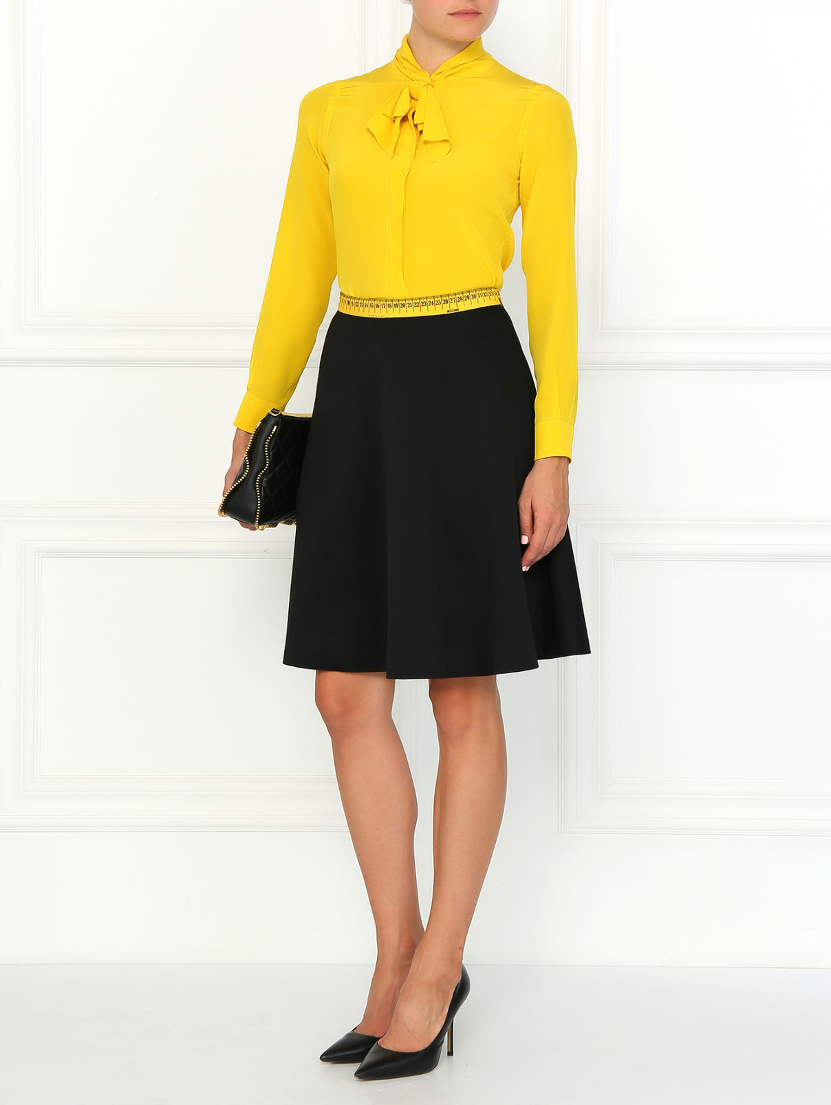Шелковая блуза с бантом Moschino  –  Модель Общий вид  – Цвет:  Желтый