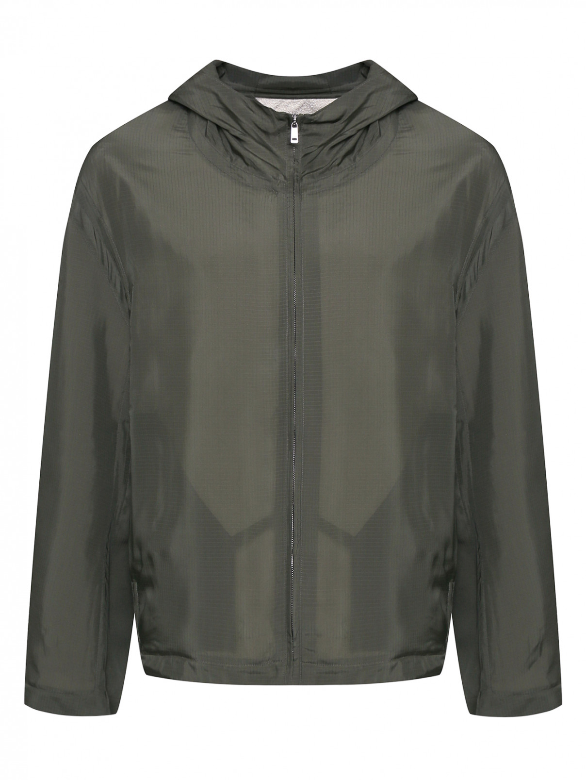 Куртка на молнии с капюшоном Jil Sander  –  Общий вид  – Цвет:  Зеленый