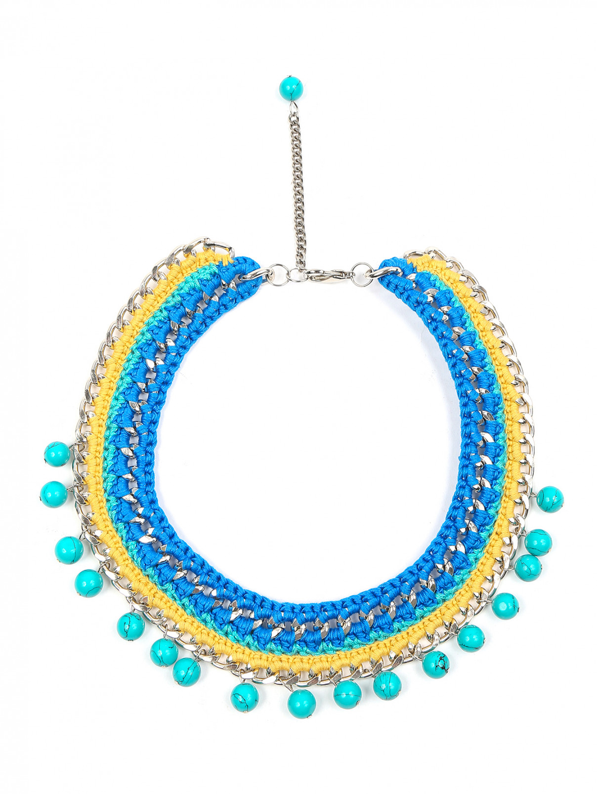 Ожерелье из текстиля и металла с бирюзой Inga Kazumyan  –  Общий вид  – Цвет:  Мультиколор