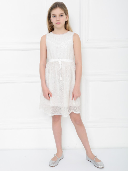 Платье ажурное с декором пайетками Ermanno Scervino Junior - МодельОбщийВид