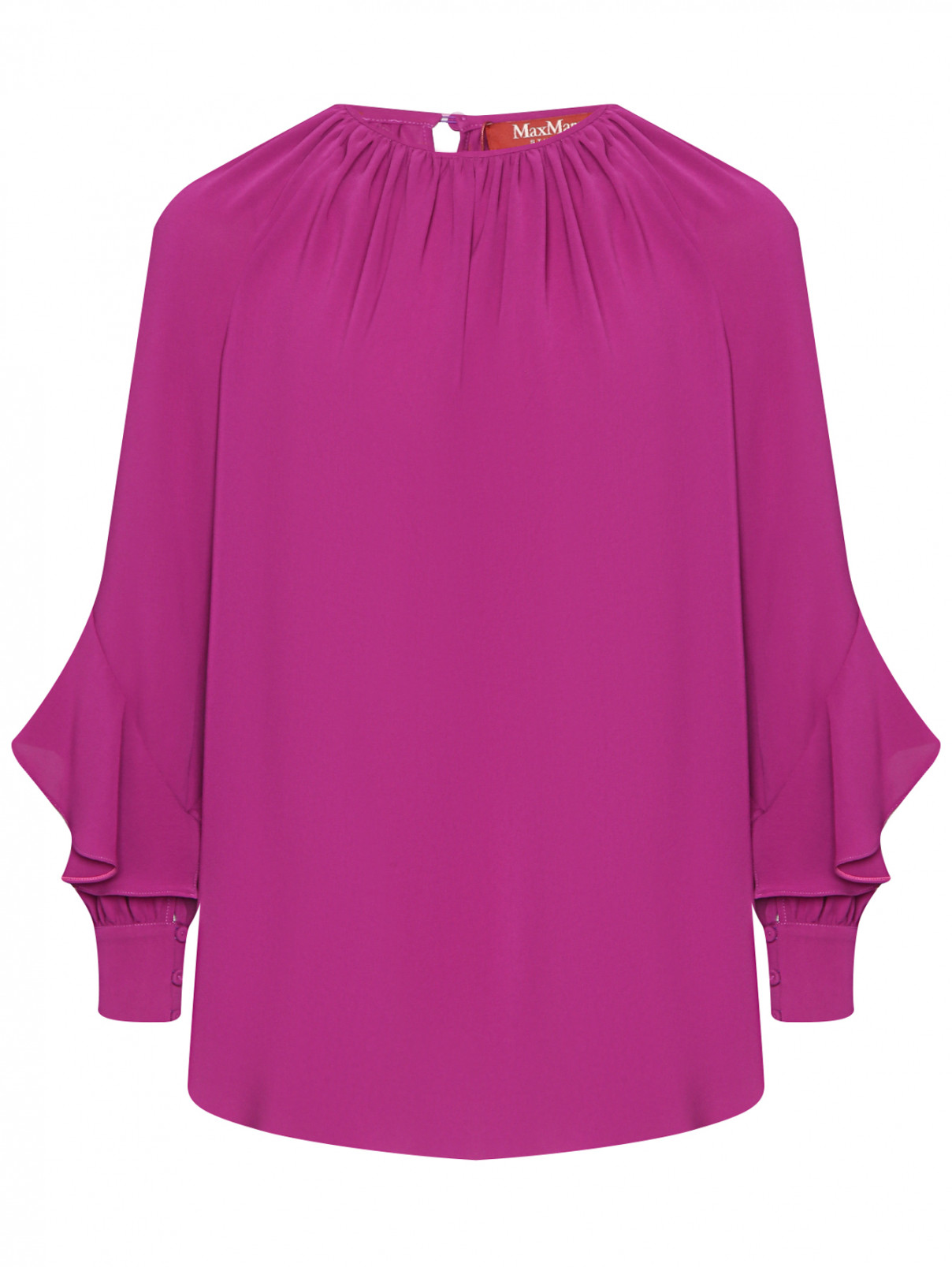 Блуза с воланами на рукавах Max Mara  –  Общий вид  – Цвет:  Фиолетовый