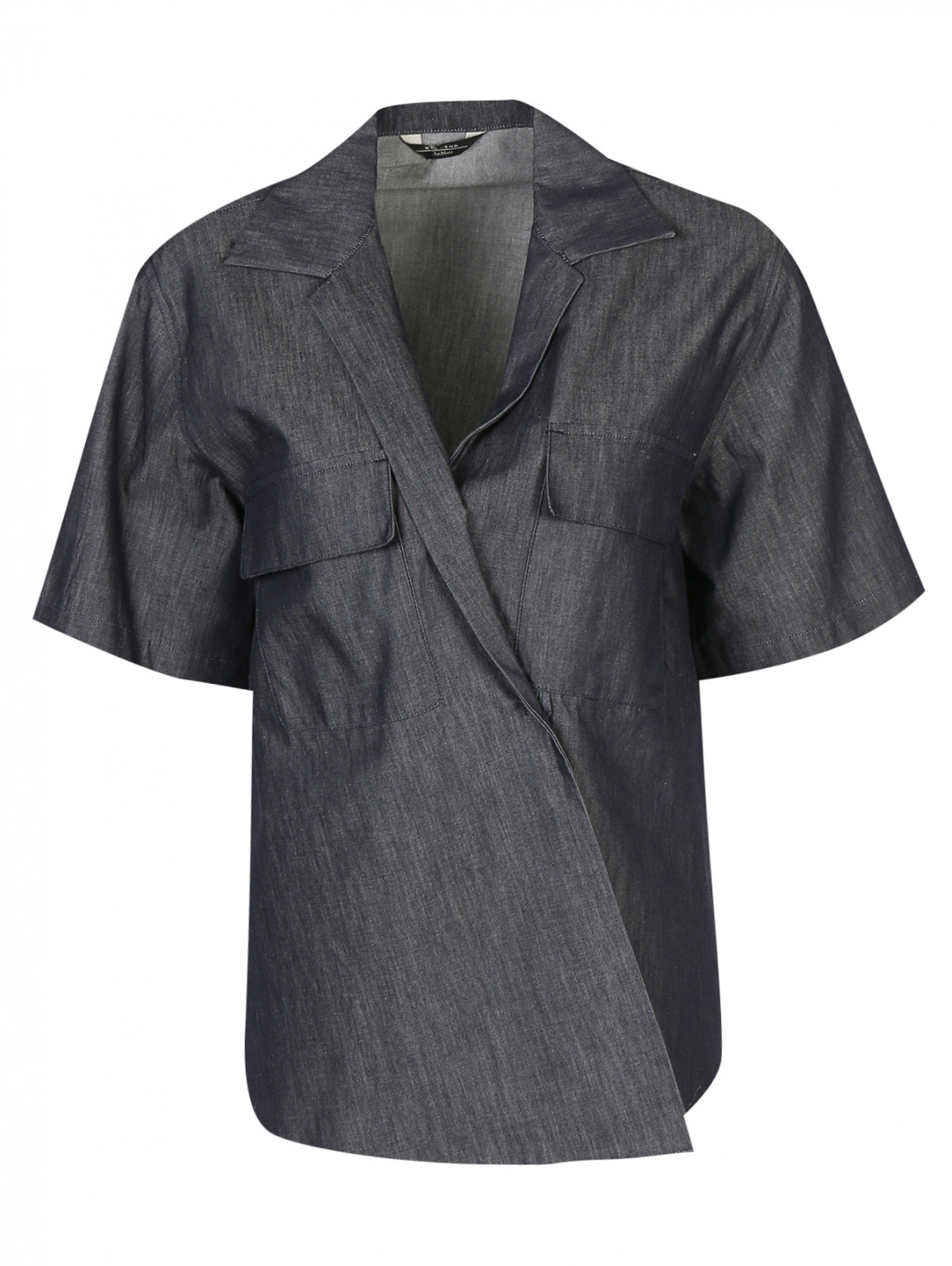 Блуза из денимного хлопка с накладными карманами Weekend Max Mara  –  Общий вид  – Цвет:  Синий