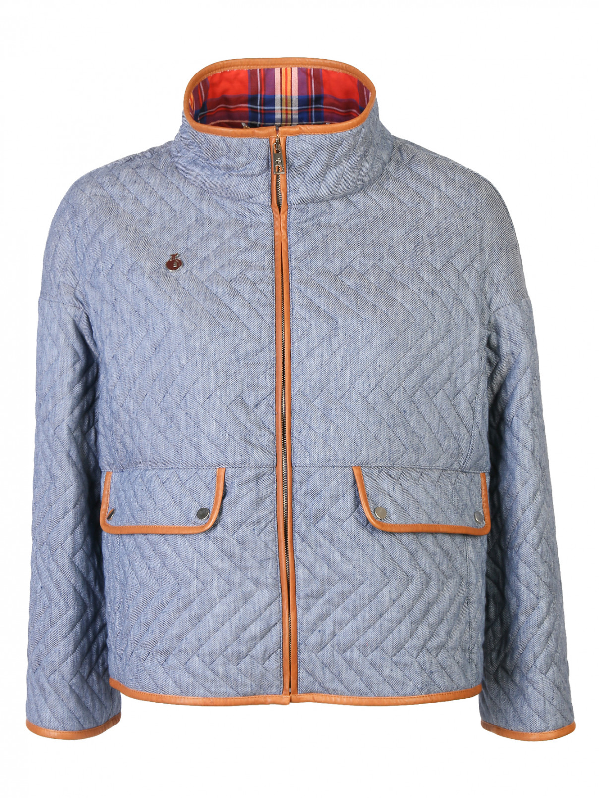 Стеганая куртка на молнии с контрастной отделкой BOSCO  –  Общий вид  – Цвет:  Синий
