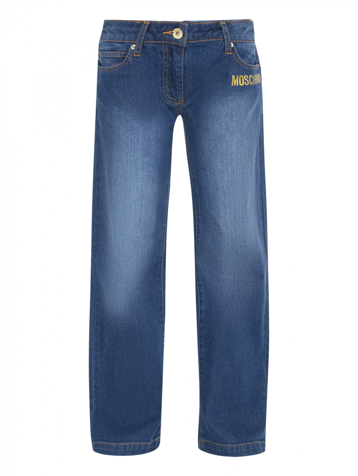 Прямые джинсы с принтом Moschino  –  Общий вид  – Цвет:  Синий