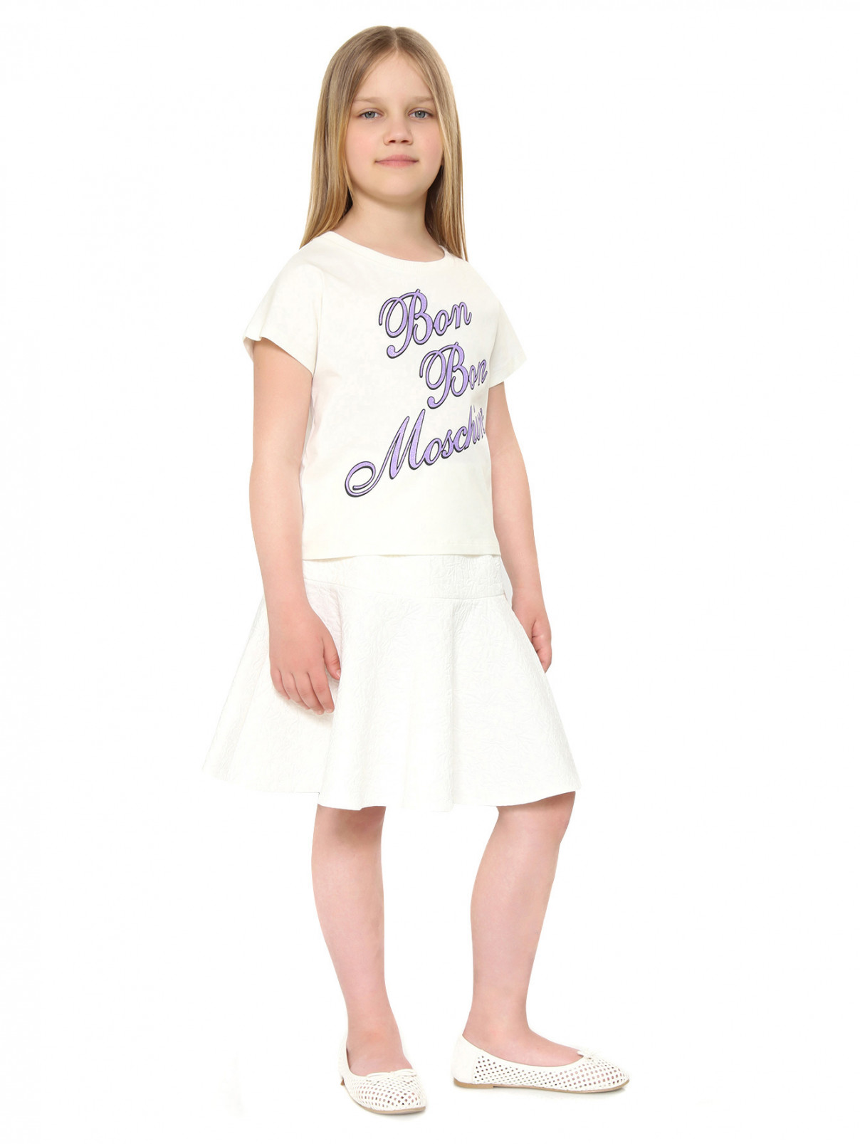 Юбка-трапеция из фактурной ткани Dolce & Gabbana  –  Модель Общий вид  – Цвет:  Белый