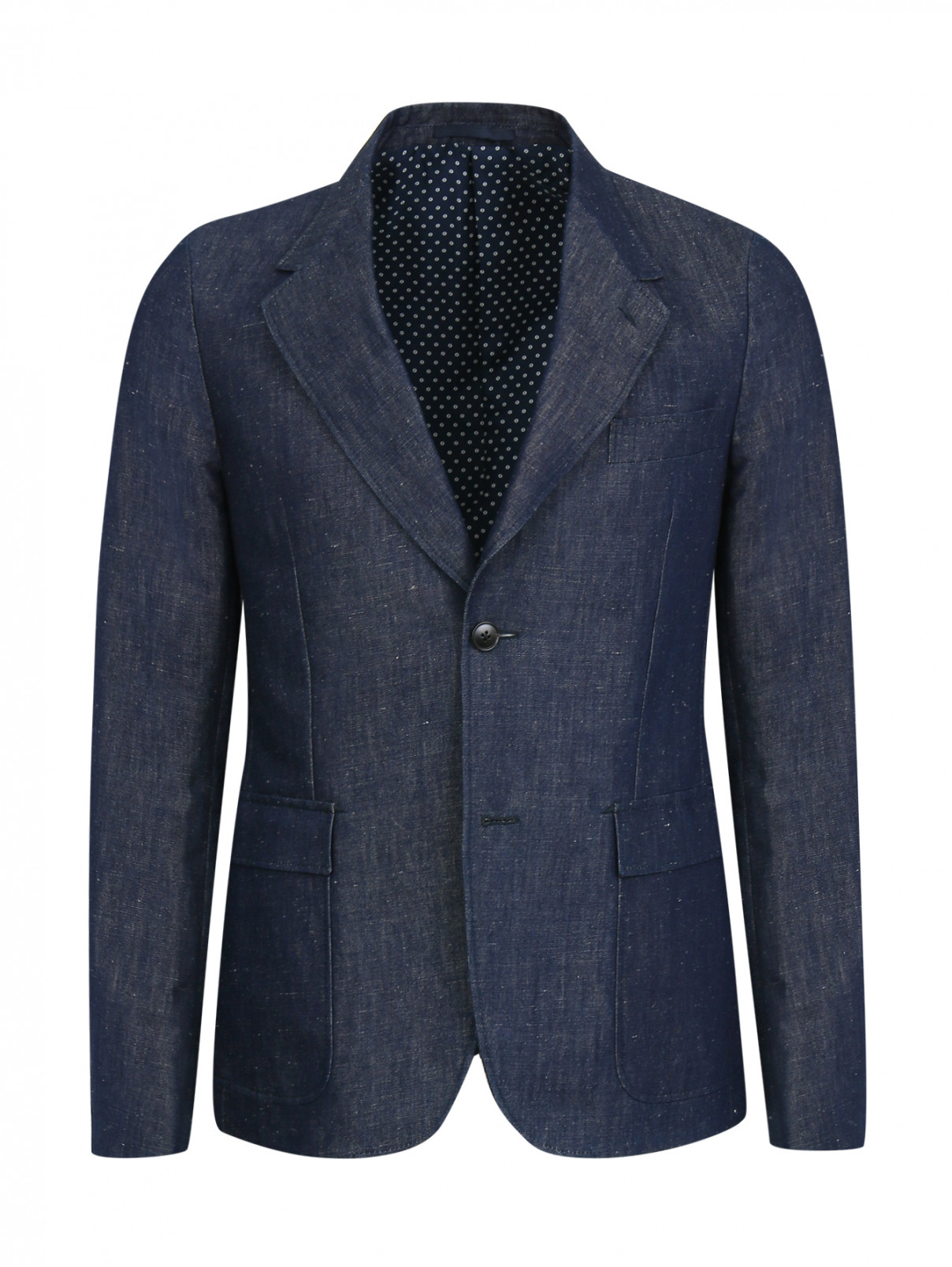 Пиджак однобортный из денима Gucci  –  Общий вид  – Цвет:  Синий