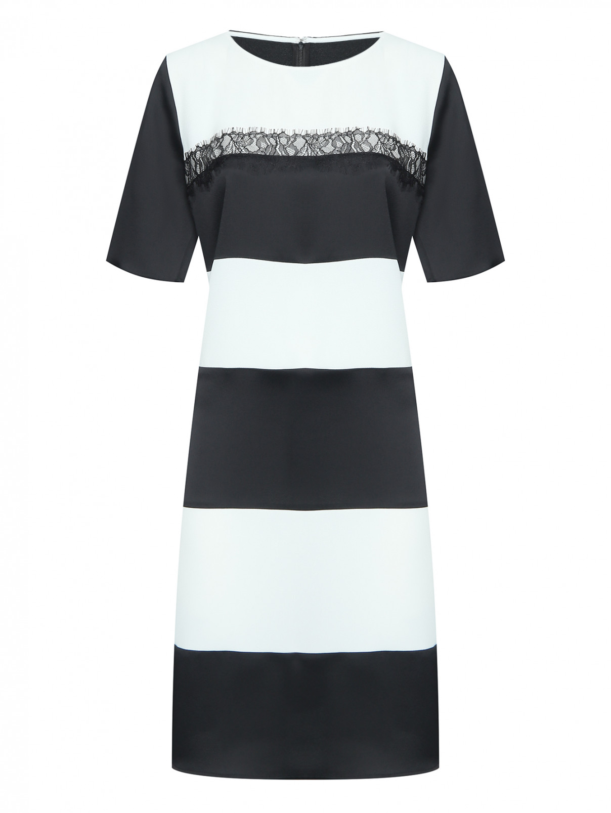 Комбинированное платье с короткими рукавами Persona by Marina Rinaldi  –  Общий вид  – Цвет:  Черный