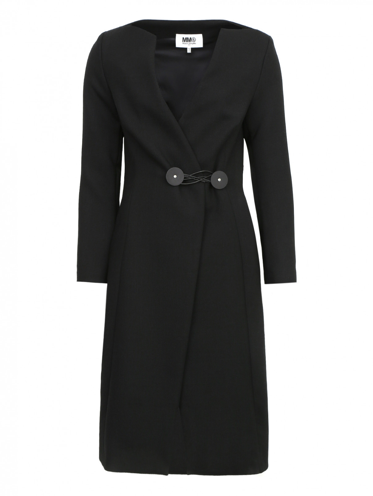Пальто из шерсти приталенное MM6  –  Общий вид  – Цвет:  Черный