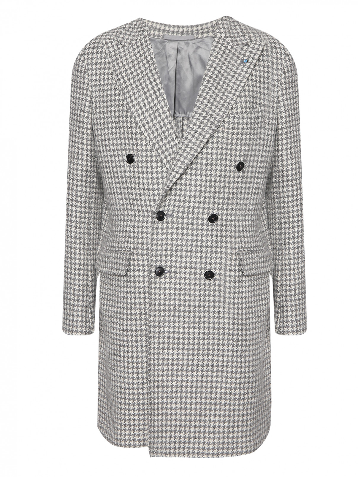 Пальто из шерсти с узором Giampaolo  –  Общий вид  – Цвет:  Серый