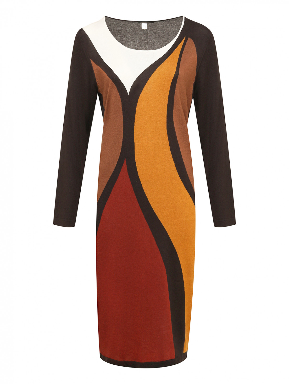 Платье из трикотажа с узором Marina Rinaldi  –  Общий вид  – Цвет:  Узор