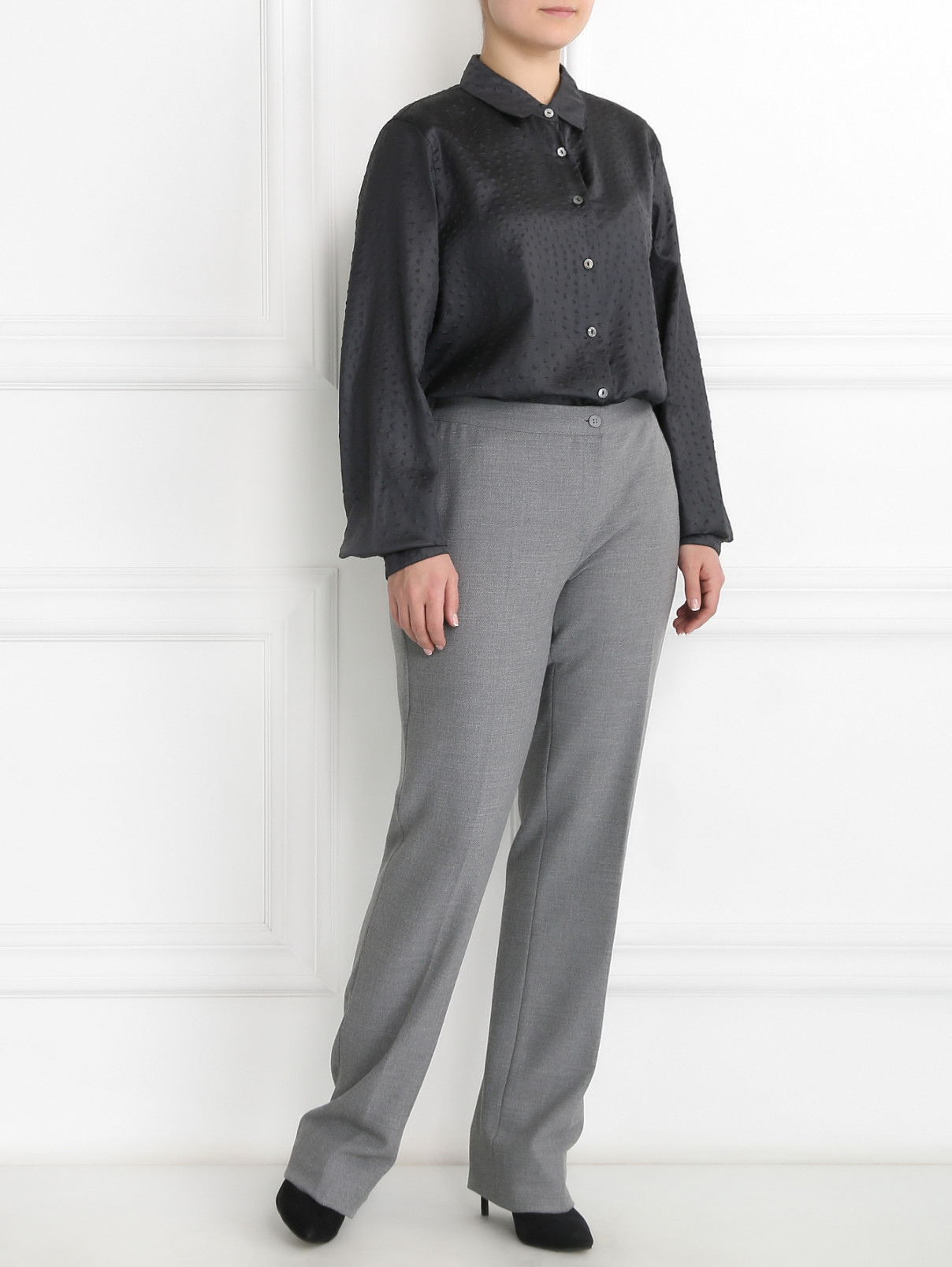 Удлиненная фактурная блуза Marina Rinaldi  –  Модель Общий вид  – Цвет:  Черный