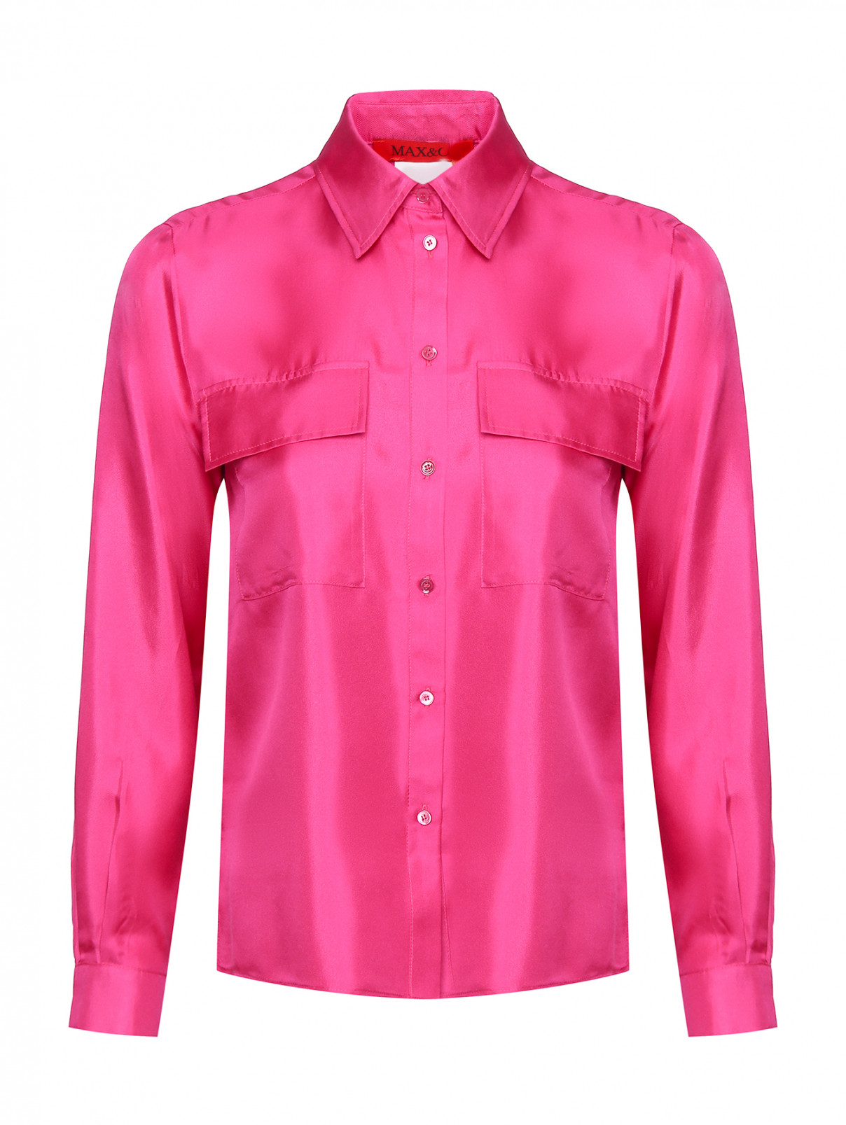 Рубашка из шелка с карманами Max&Co  –  Общий вид  – Цвет:  Фиолетовый