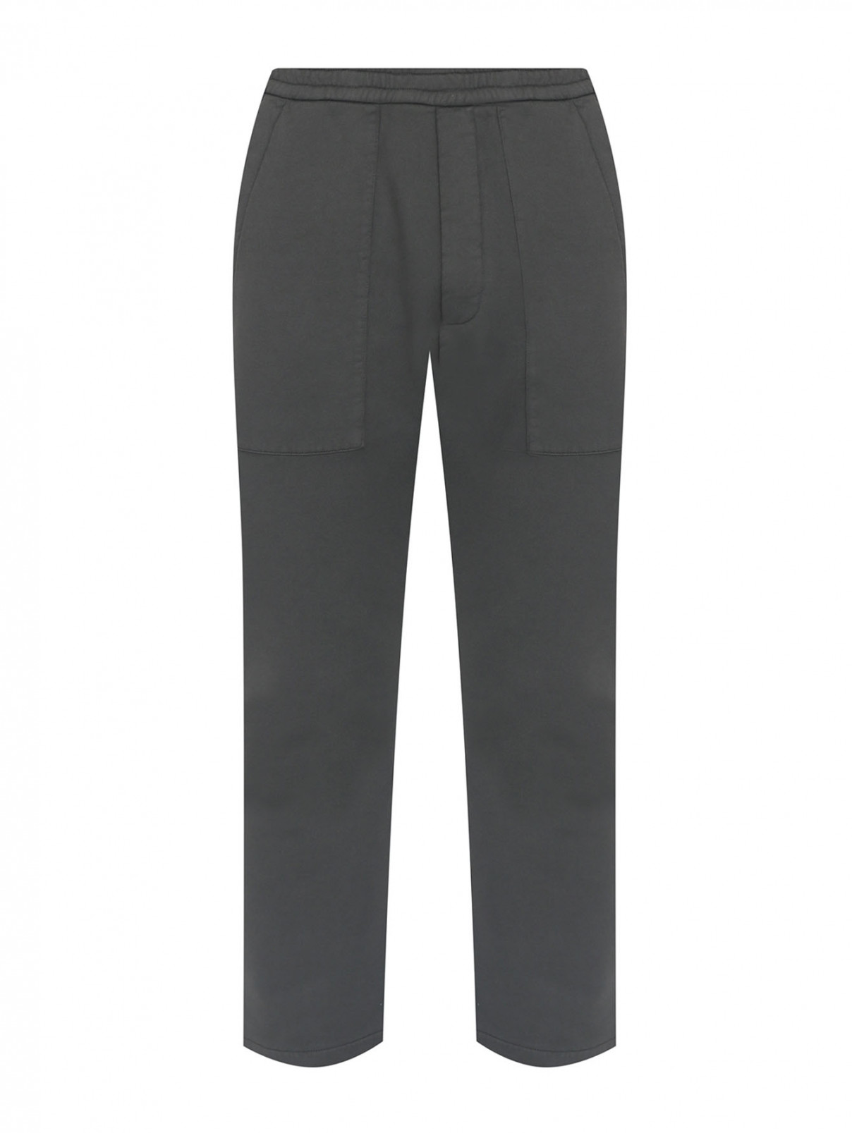 Однотонные брюки из хлопка на резинке Barena  –  Общий вид  – Цвет:  Серый