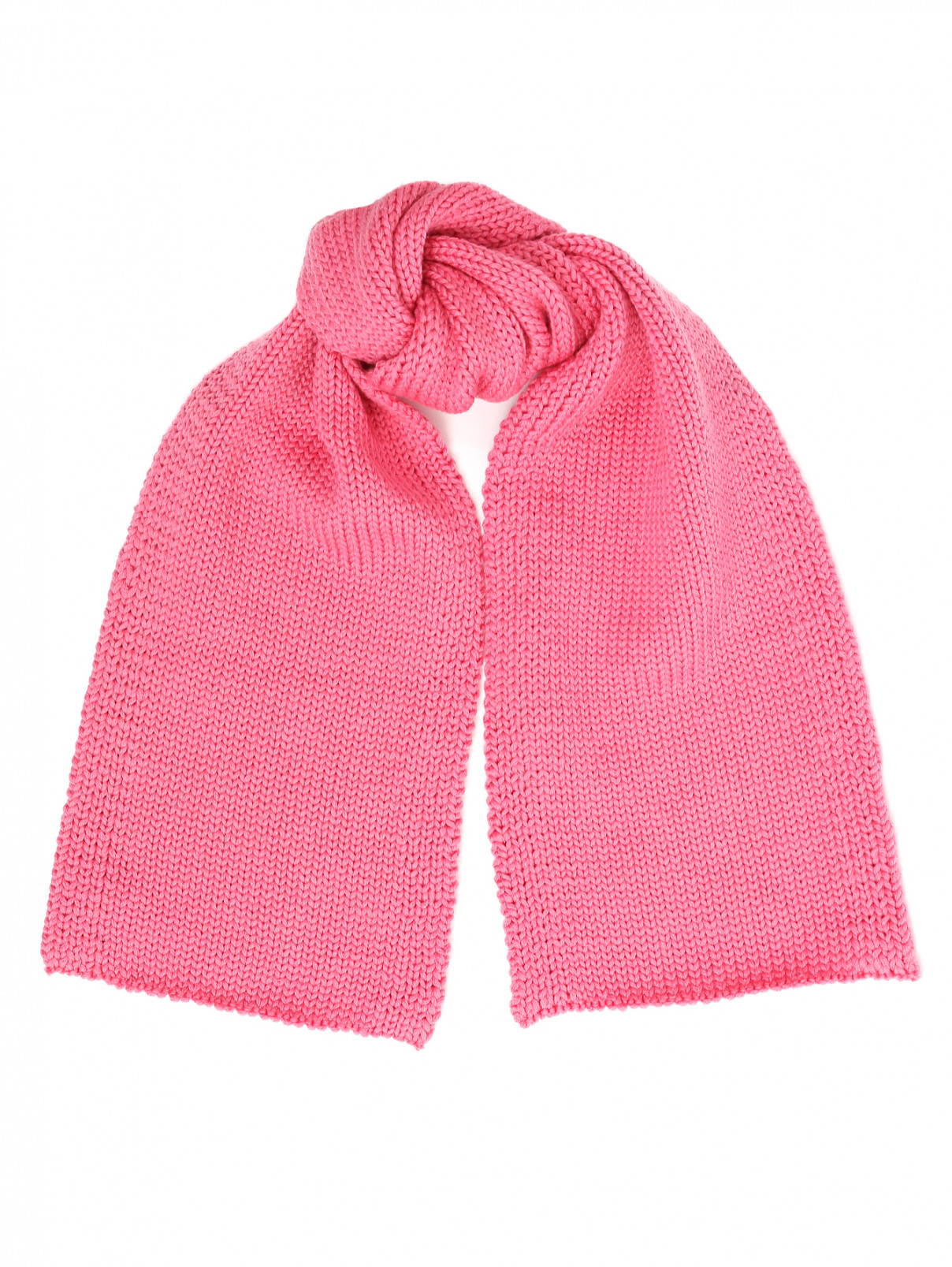 Шарф из шерсти крупной вязки Catya  –  Общий вид  – Цвет:  Розовый