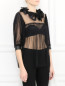 Блуза из шелка с кожаными вставками Mariella Burani  –  Модель Верх-Низ